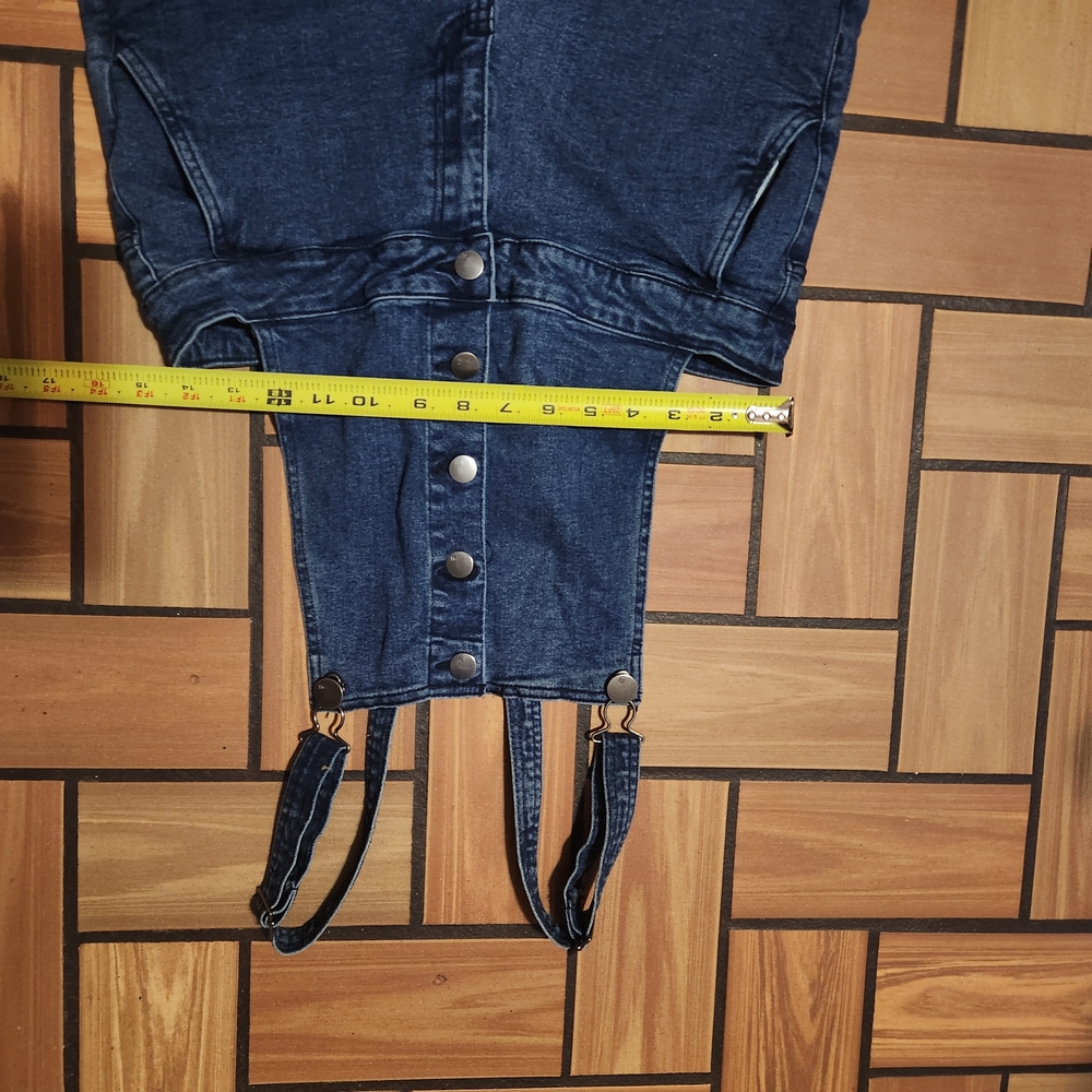 Universal Thread Blue Denim Cropped Overalls - image 3